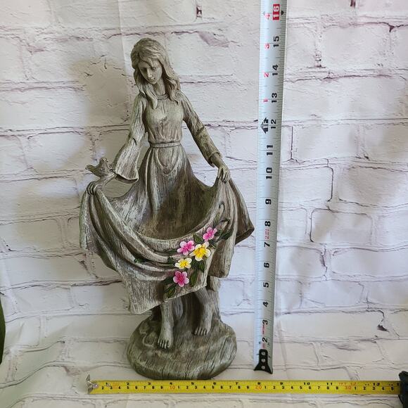 Colorful Girl with Flowers Bird Seed Feeder – Delightful Garden Decor - Statue - Picture 7 of 7